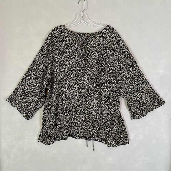 Lane Bryant Top Women Plus Size 26 Ditzy Floral Flare Sleeve Boho Peasant Flowy - Picture 2 of 13